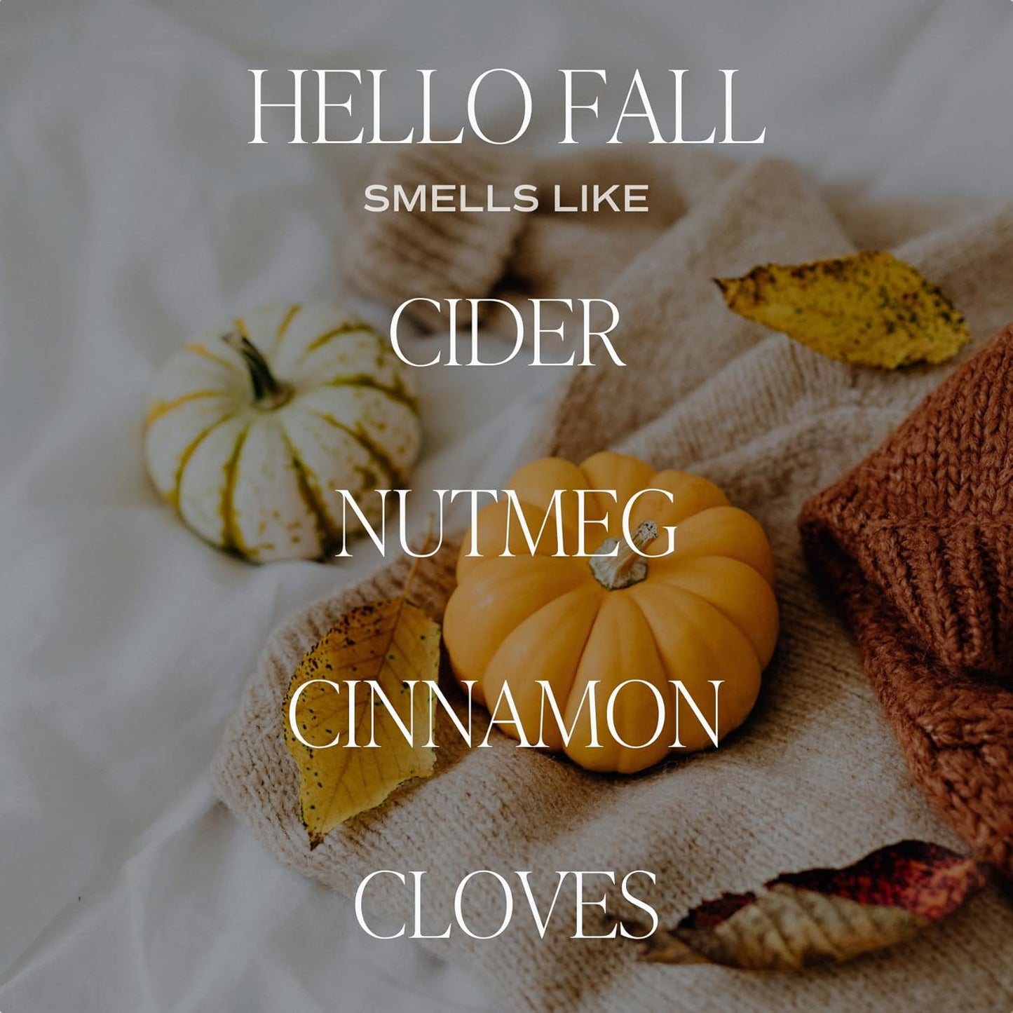 Hello Fall Candle - Cinnamon Apples Cloves & Nutmeg Fall Scented Candle for Home Decor - 100% Cotton Wick Soy Wax Candles with 40 Hour Burn Time - Made in the USA - 9Oz Amber Jar