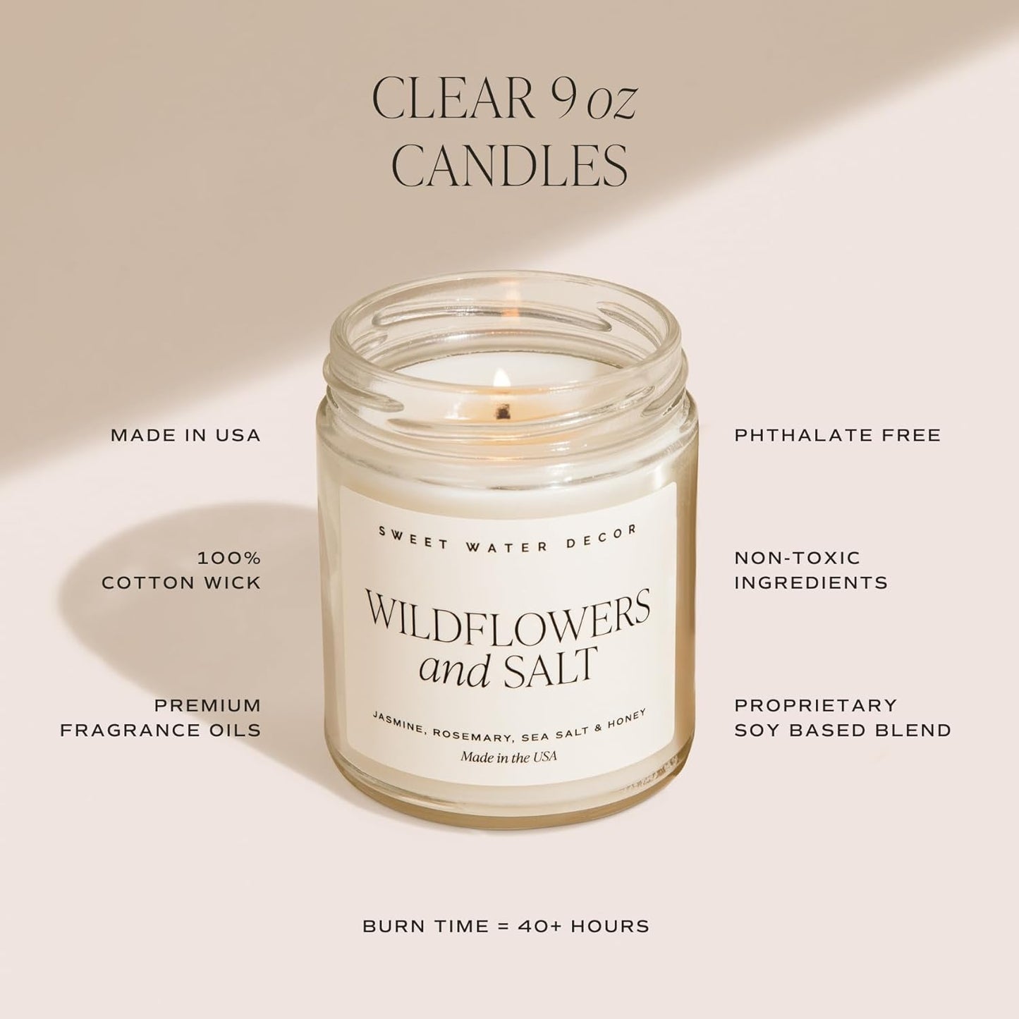 Hello Fall Candle - Cinnamon Apples & Clove Autumn Fall Scented Candle for Home Decor - 100% Cotton Wick Soy Wax Candles with 40 Hour Burn Time - Made in the USA - 9Oz Clear Jar