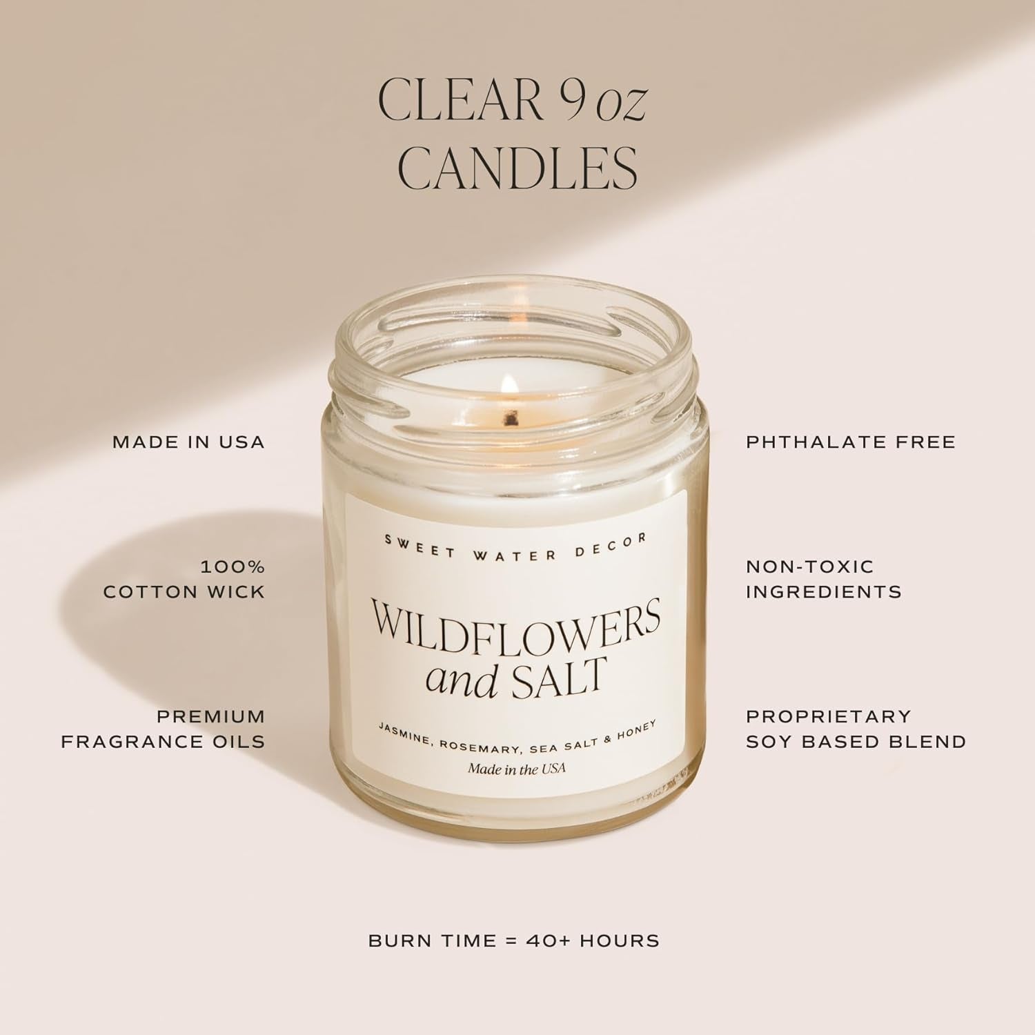 Hello Fall Candle - Cinnamon Apples & Clove Autumn Fall Scented Candle for Home Decor - 100% Cotton Wick Soy Wax Candles with 40 Hour Burn Time - Made in the USA - 9Oz Clear Jar