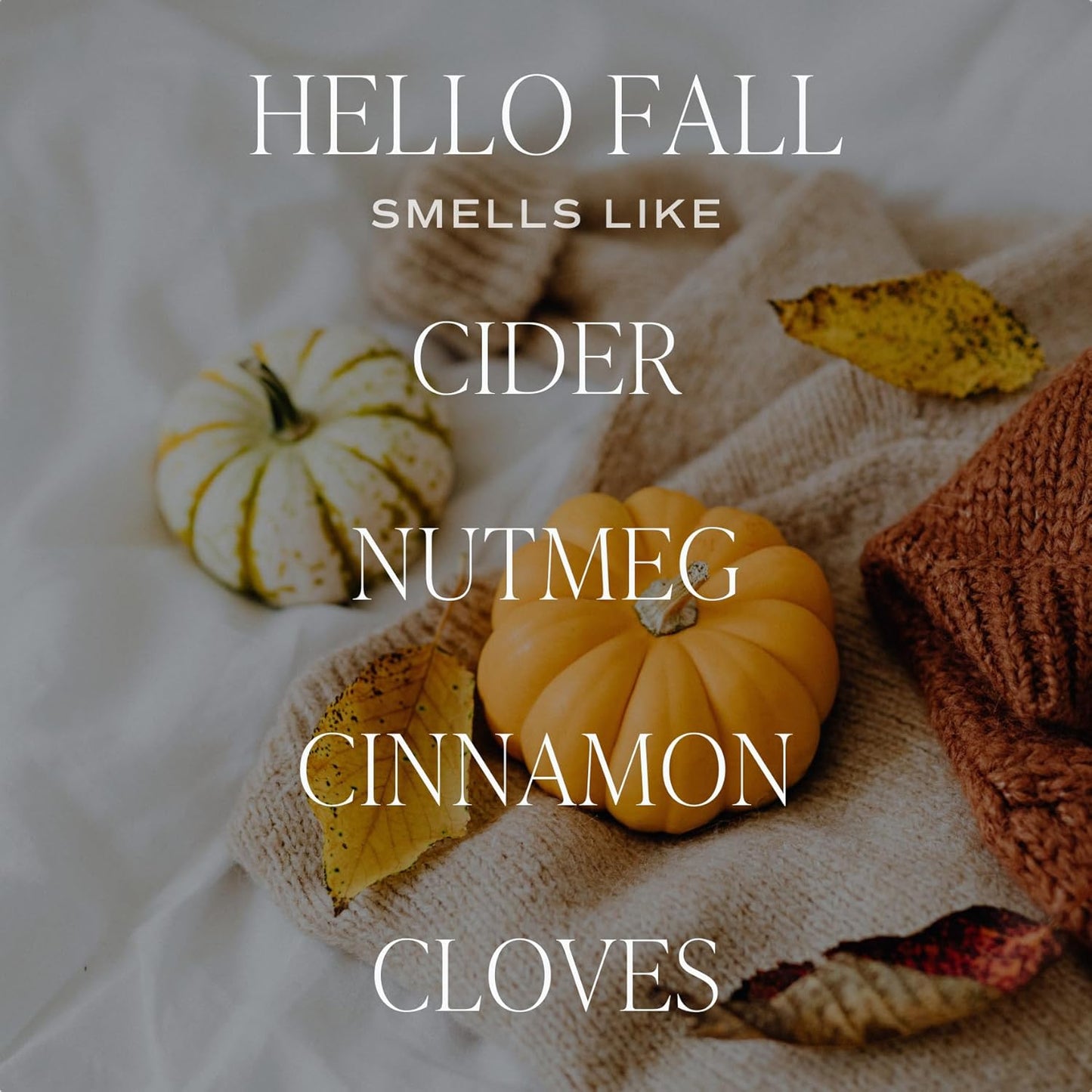 Hello Fall Candle - Cinnamon Apples & Clove Autumn Fall Scented Candle for Home Decor - 100% Cotton Wick Soy Wax Candles with 40 Hour Burn Time - Made in the USA - 9Oz Clear Jar