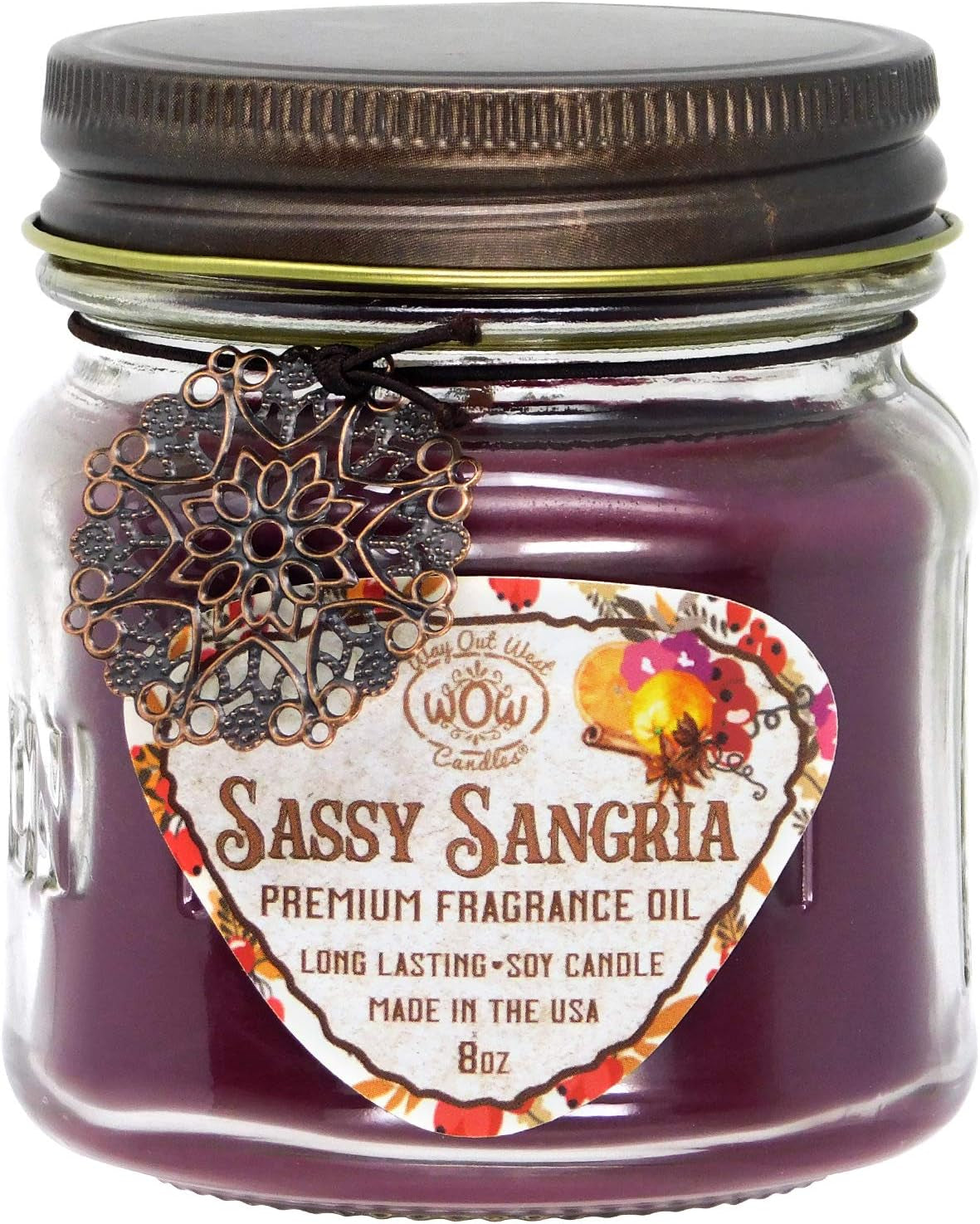 Scented Jar Candles Set of 2 - Sassy Sangria + Spicy Pumpkin, Long Lasting Holiday Candles