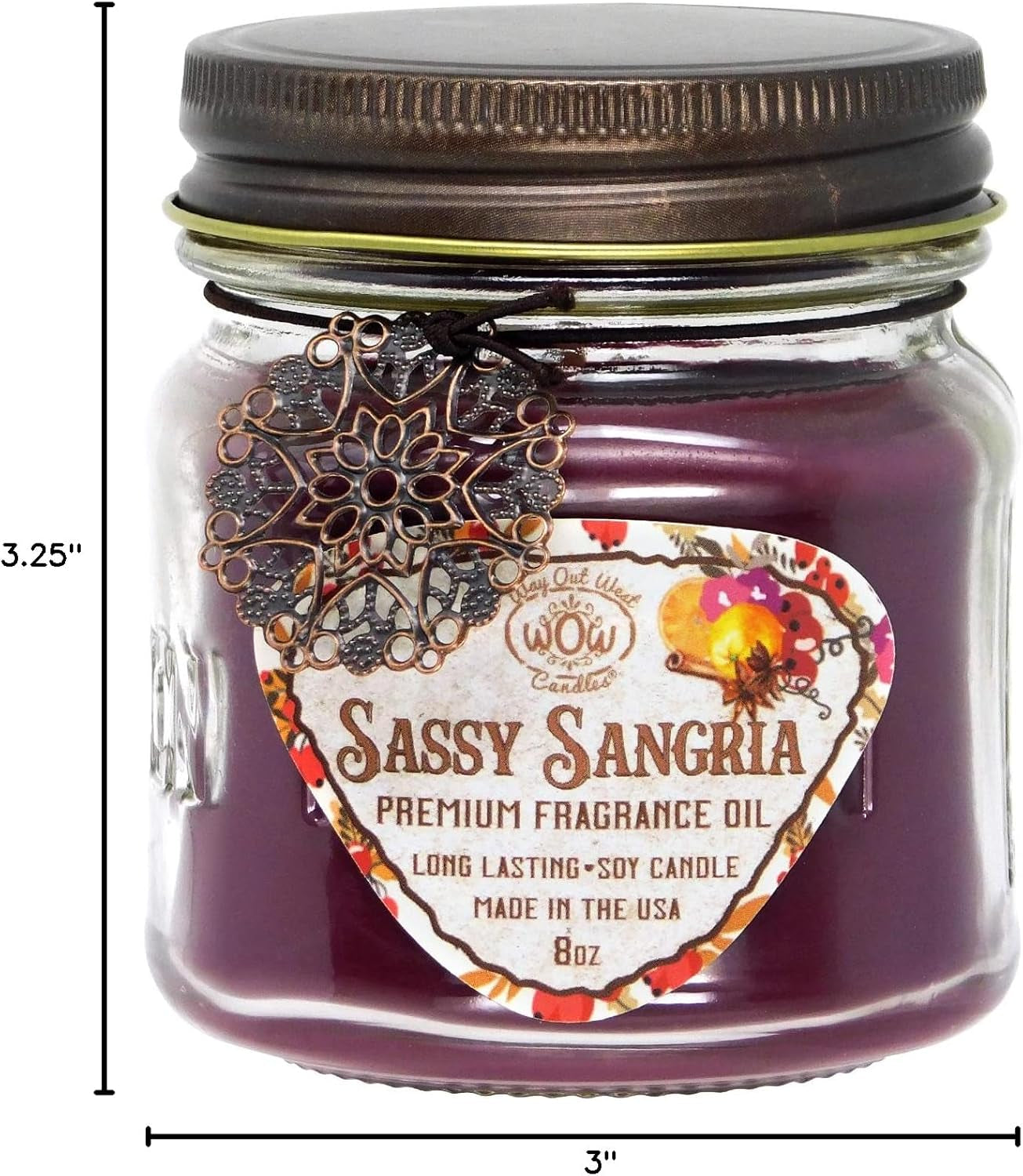 Scented Jar Candles Set of 2 - Sassy Sangria + Spicy Pumpkin, Long Lasting Holiday Candles