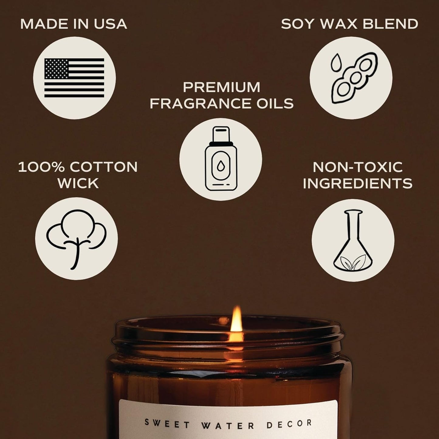 Hello Fall Candle - Cinnamon Apples Cloves & Nutmeg Fall Scented Candle for Home Decor - 100% Cotton Wick Soy Wax Candles with 40 Hour Burn Time - Made in the USA - 9Oz Amber Jar