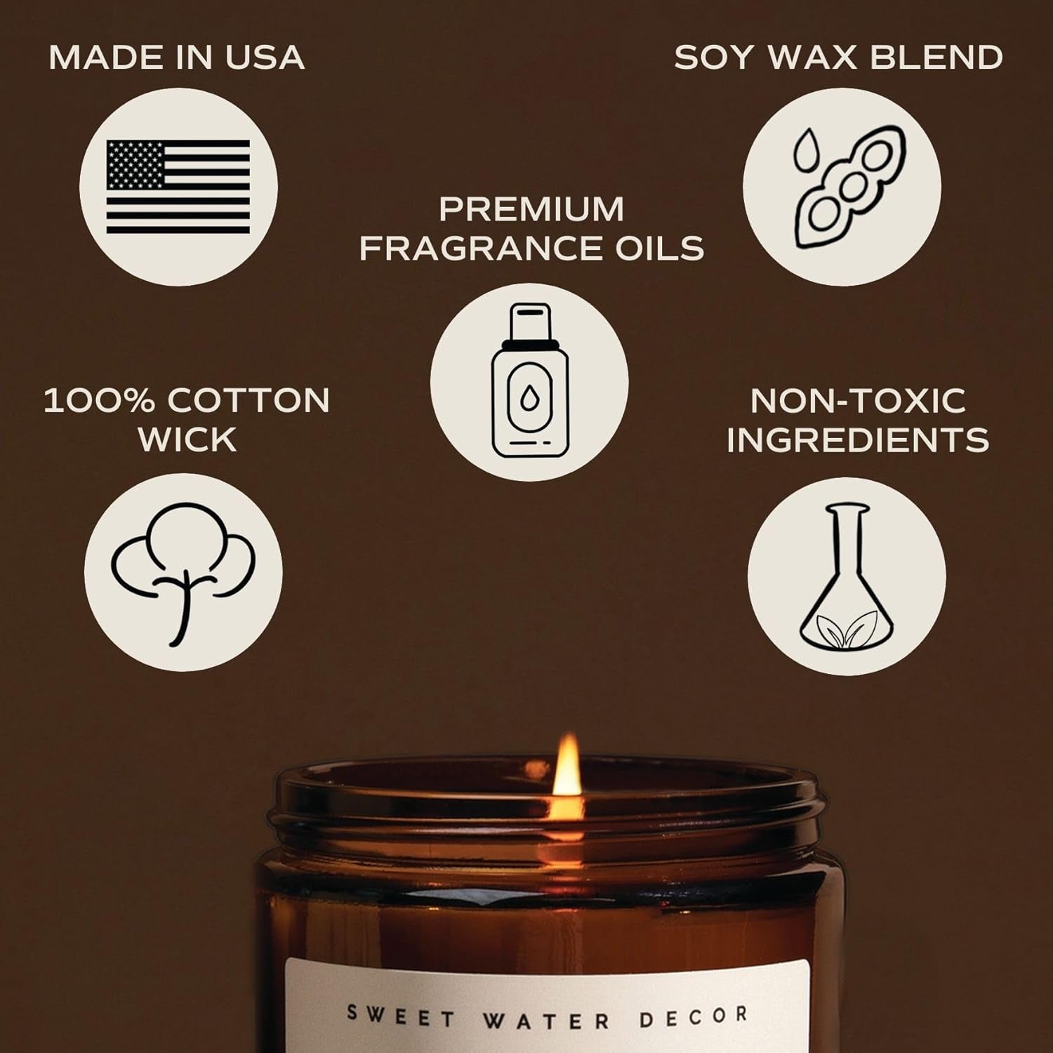 Hello Fall Candle - Cinnamon Apples Cloves & Nutmeg Fall Scented Candle for Home Decor - 100% Cotton Wick Soy Wax Candles with 40 Hour Burn Time - Made in the USA - 9Oz Amber Jar